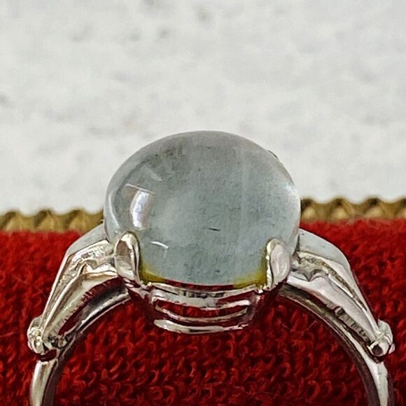 Gray Moonstone Sterling Silver Ring Sz 5 3/4 Retro Vintage Signed McGrath Hamin - Picture 4 of 11
